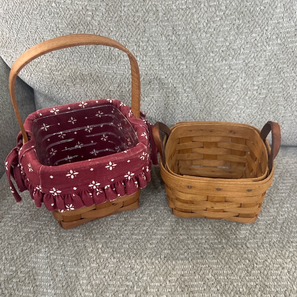 Longaberger Handwoven Brown cottage core collectible baskets two tradwife